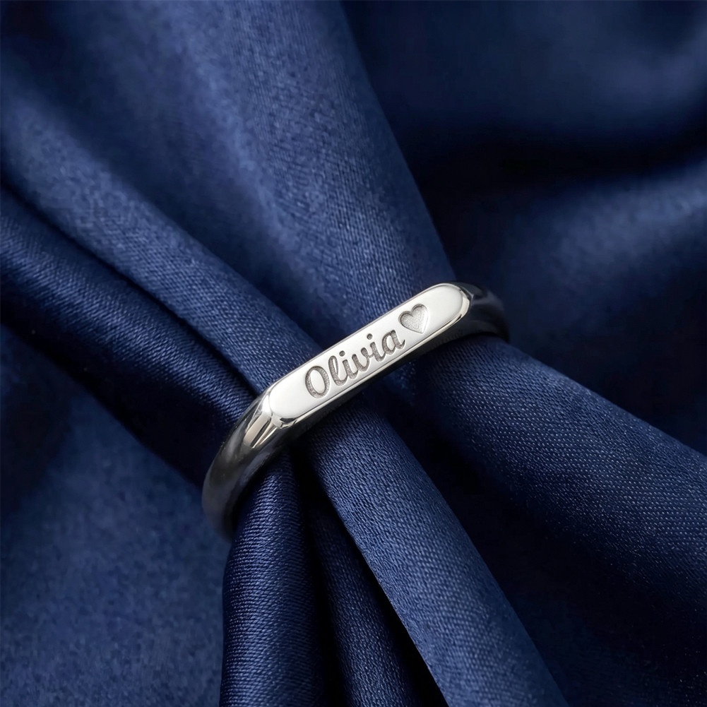 Custom Engraved Ring Personalized Custom Name Ring Custom Skiny Band Ring