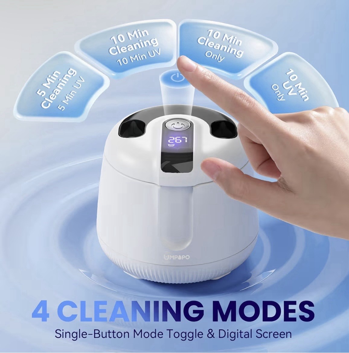 Portable Ultrasonic Retainer Cleaner 48kHz for Dentures, Aligners & Jewelry