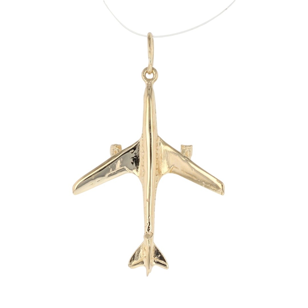 1.25″ Airplane Shaped Pendant without Chain 14k Yellow Gold 1.88 Grams