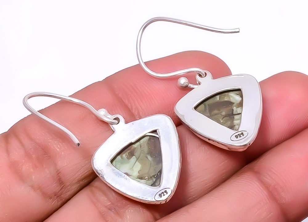 Rainforest Jasper Gemstone 925 Sterling Silver Handmade Bali Earring 1.37″ A310