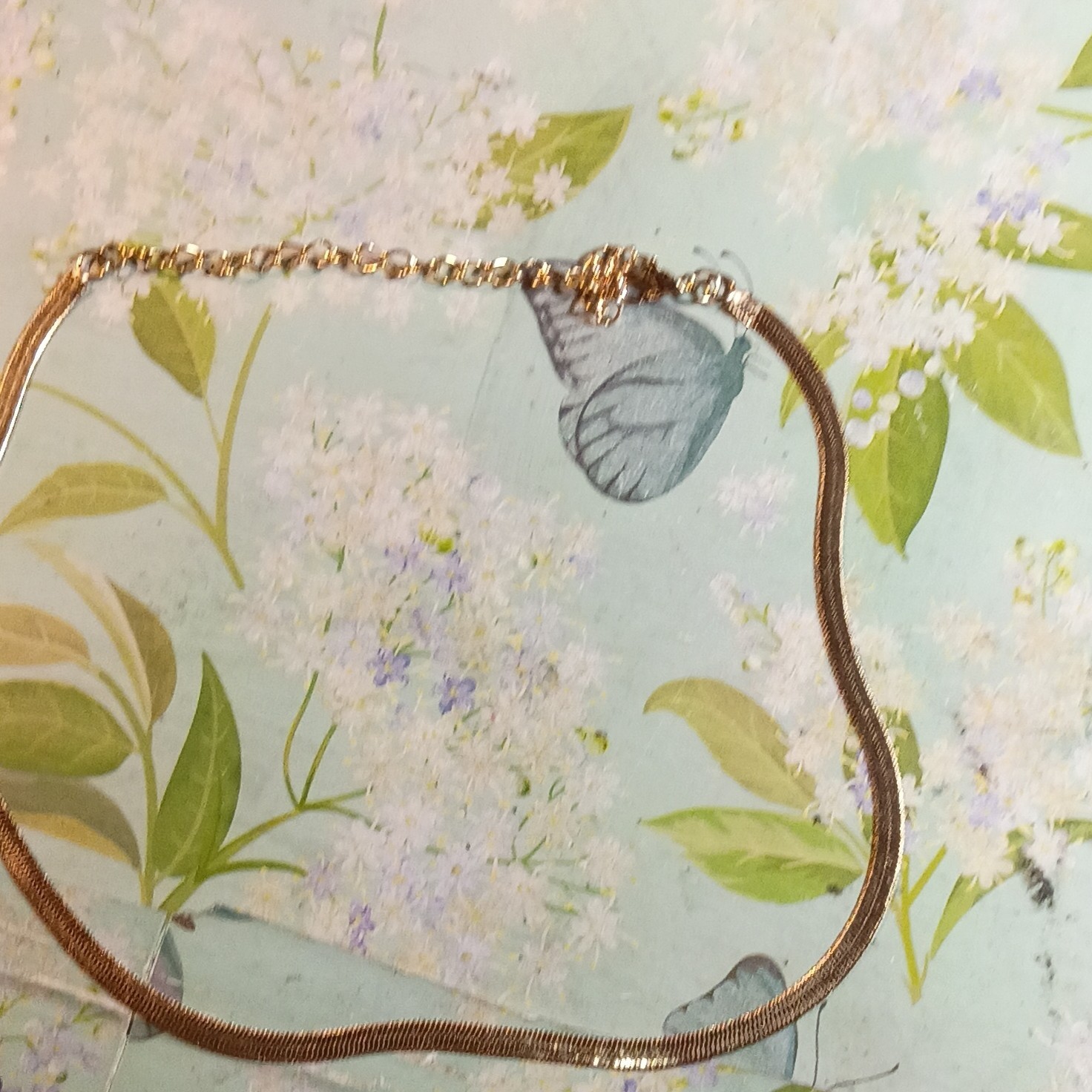 Gold Tone Herringbone Chain Necklace Adjustable Extension Lobster Clasp