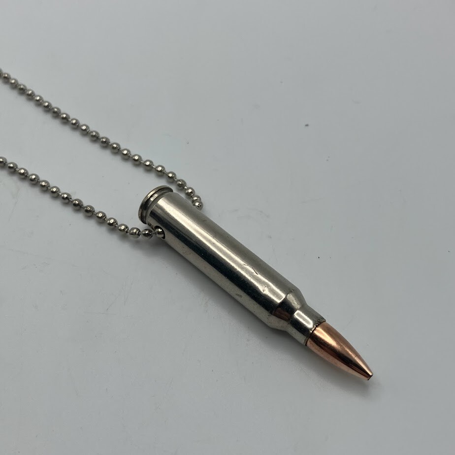 Bullet Necklace or Mirror Hanger with Dog Tag Chain
