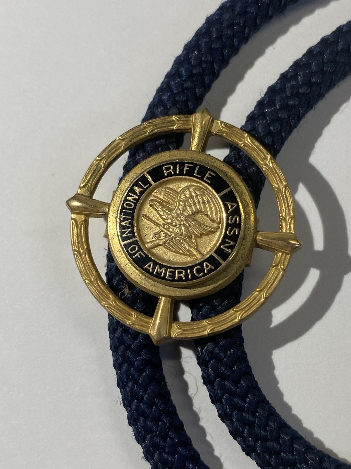 NRA National Rifle Association Bolo Tie With Navy Blue Rope