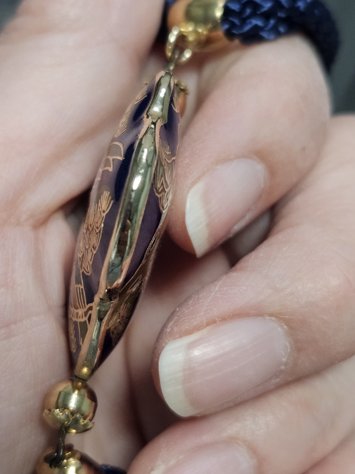 Vintage Cloisonne Gold Tone Peacock Pendant & Necklace 24″ Double Cord