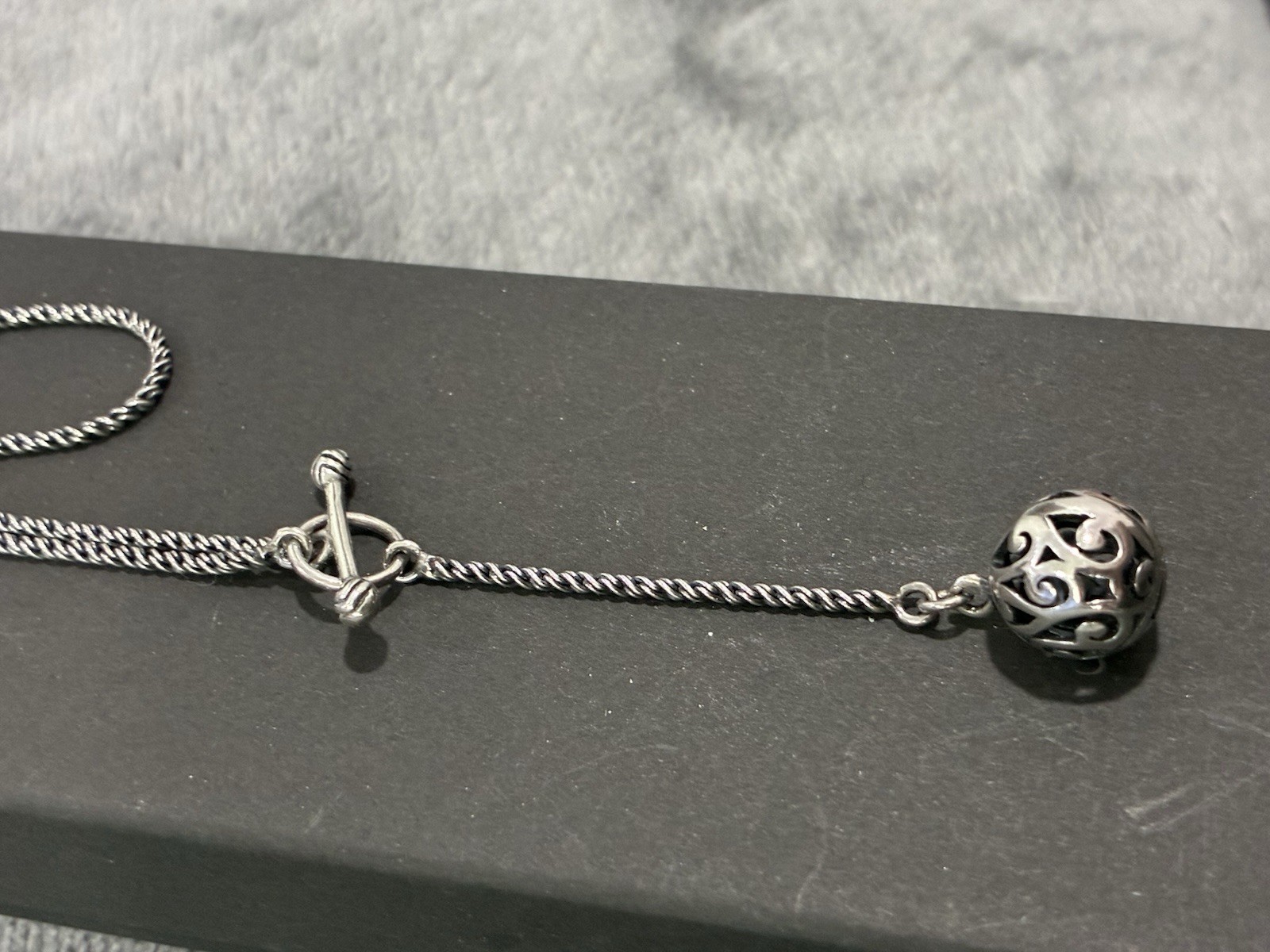 Silpada Oxidized Sterling Silver Lariat Necklace With Thai Filigree Ball 925 TH