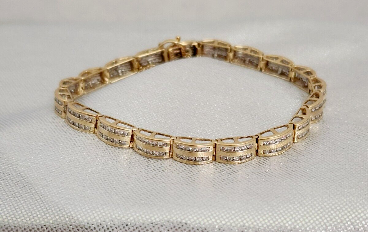 14k Yellow Gold Finish 5Ct Round Cut Lab Created Diamond Tennis Vintage Bracelet