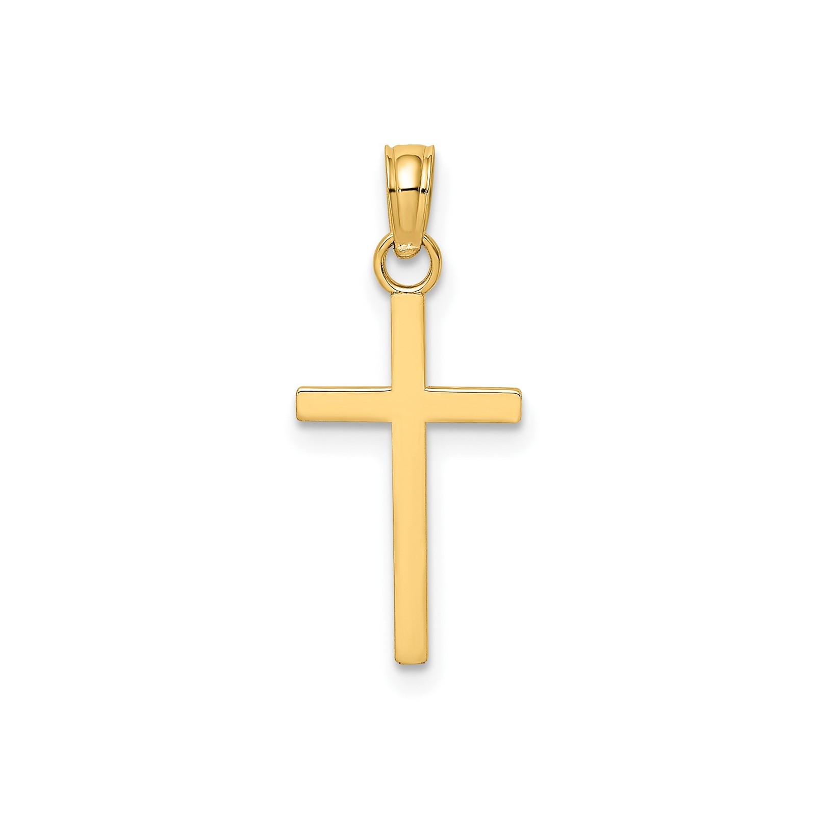 14k Yellow Gold Solid Cross Pendant Charm Polished Religious Jewelry