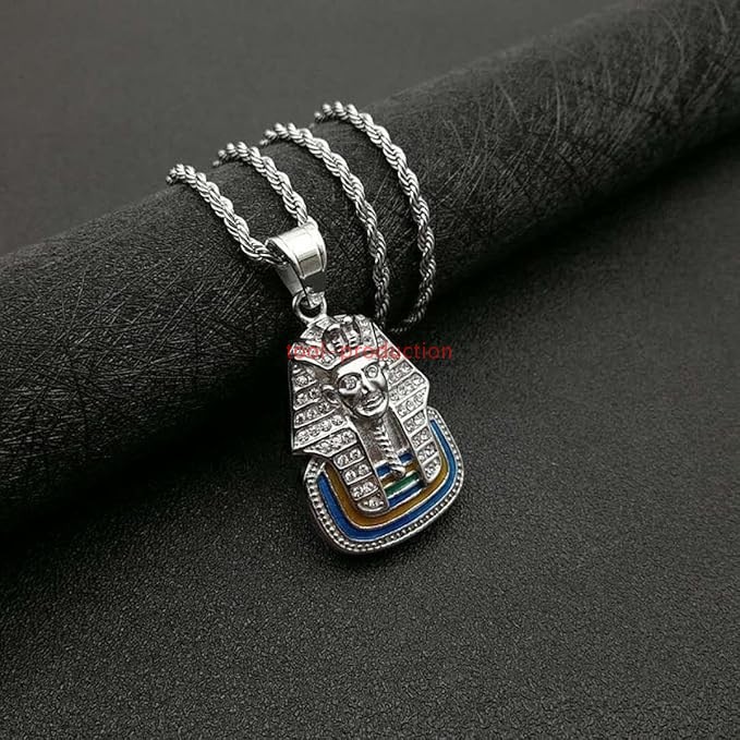 Handmade Sparkling Pharaoh Tutankhamun Charm Pendant With Free Chain