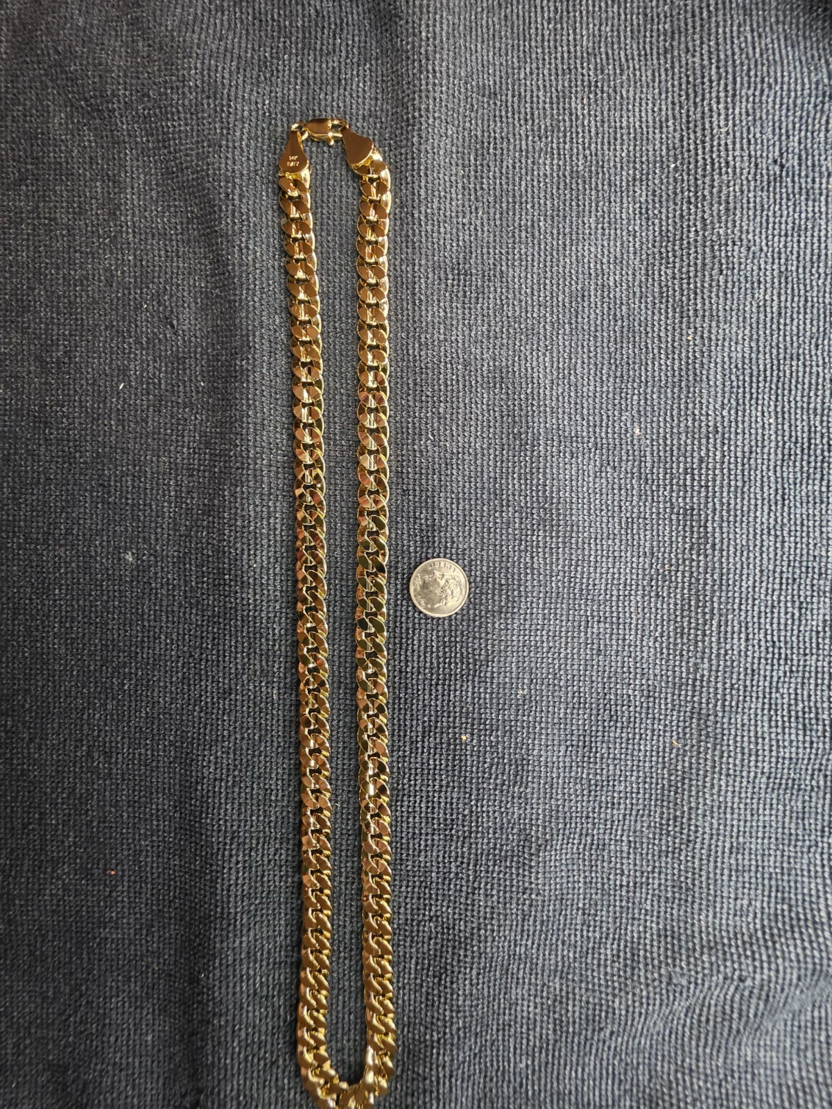 14k Yellow Gold Filled Cuban Link Chain Necklace Lobster Clasp Signed 22 in