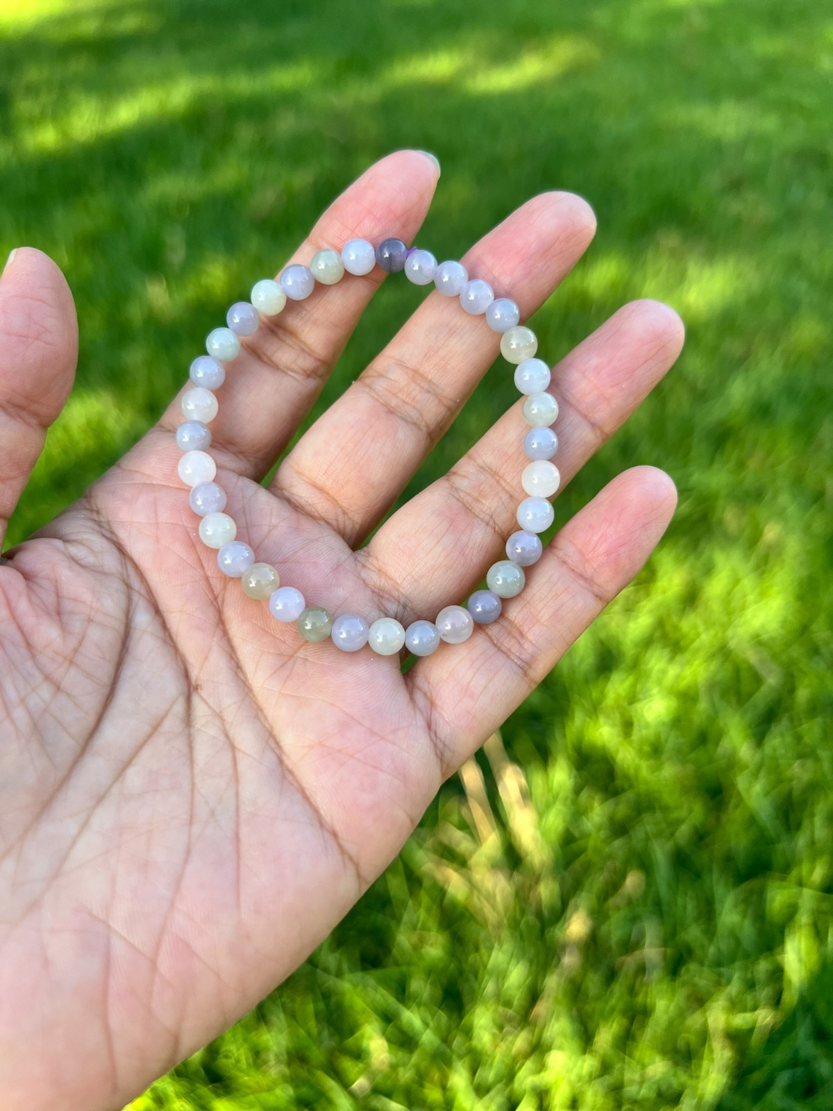 Beautiful Lavender Nephrite Jade 5.5mm Bead Bracelet H309 5