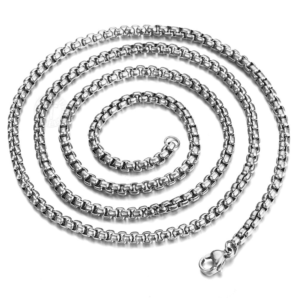 3mm Box Chain Necklace Silver Titanium steel Men Women Chain 18 inch-24 inch