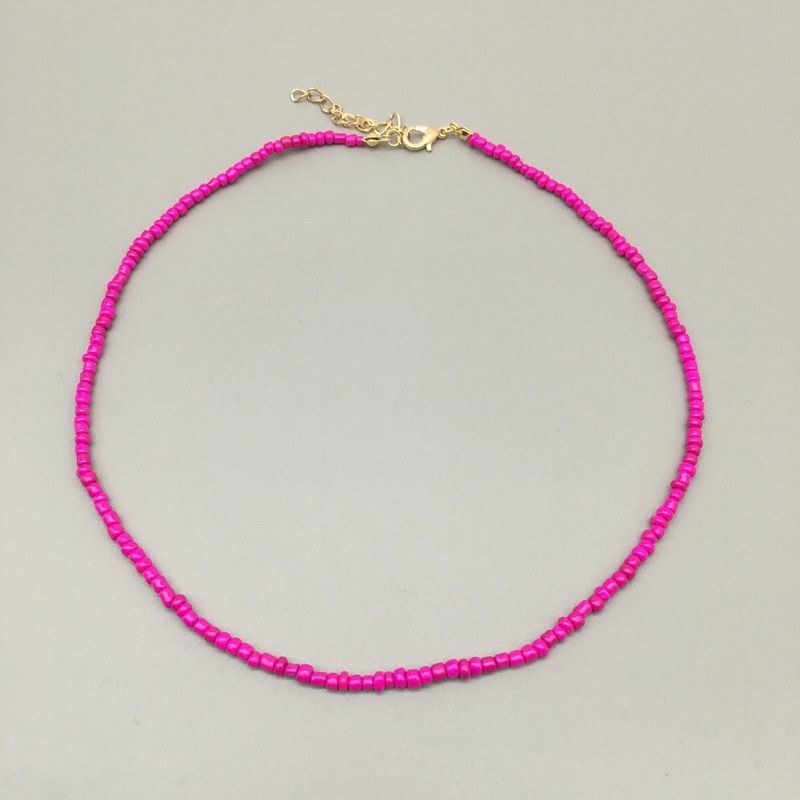 Women Necklace Seed Beads Strand String Beaded Short Jewelry 16 Inches Chokers
