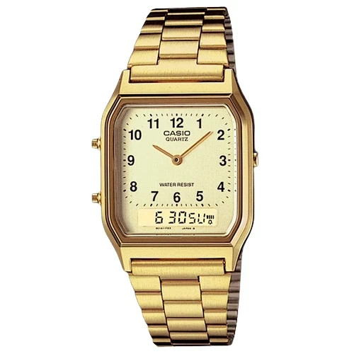 Casio AQ230GA-9B Men’s Casual Classic Analog Digital Gold Watch Alarm Stopwatch