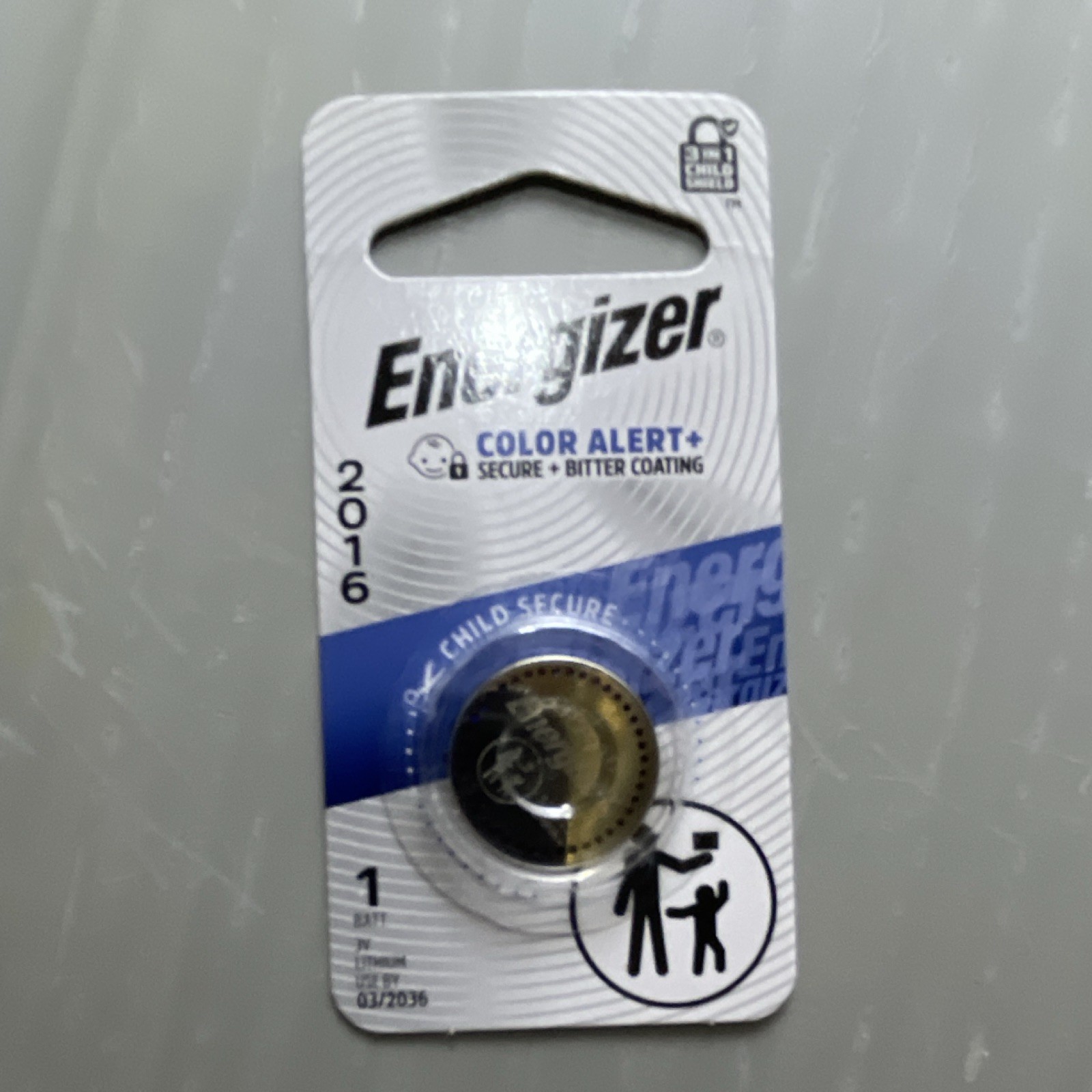 Energizer 2016 Lithium Coin Cell/Button Battery Color Alert+ Exp 03/2036