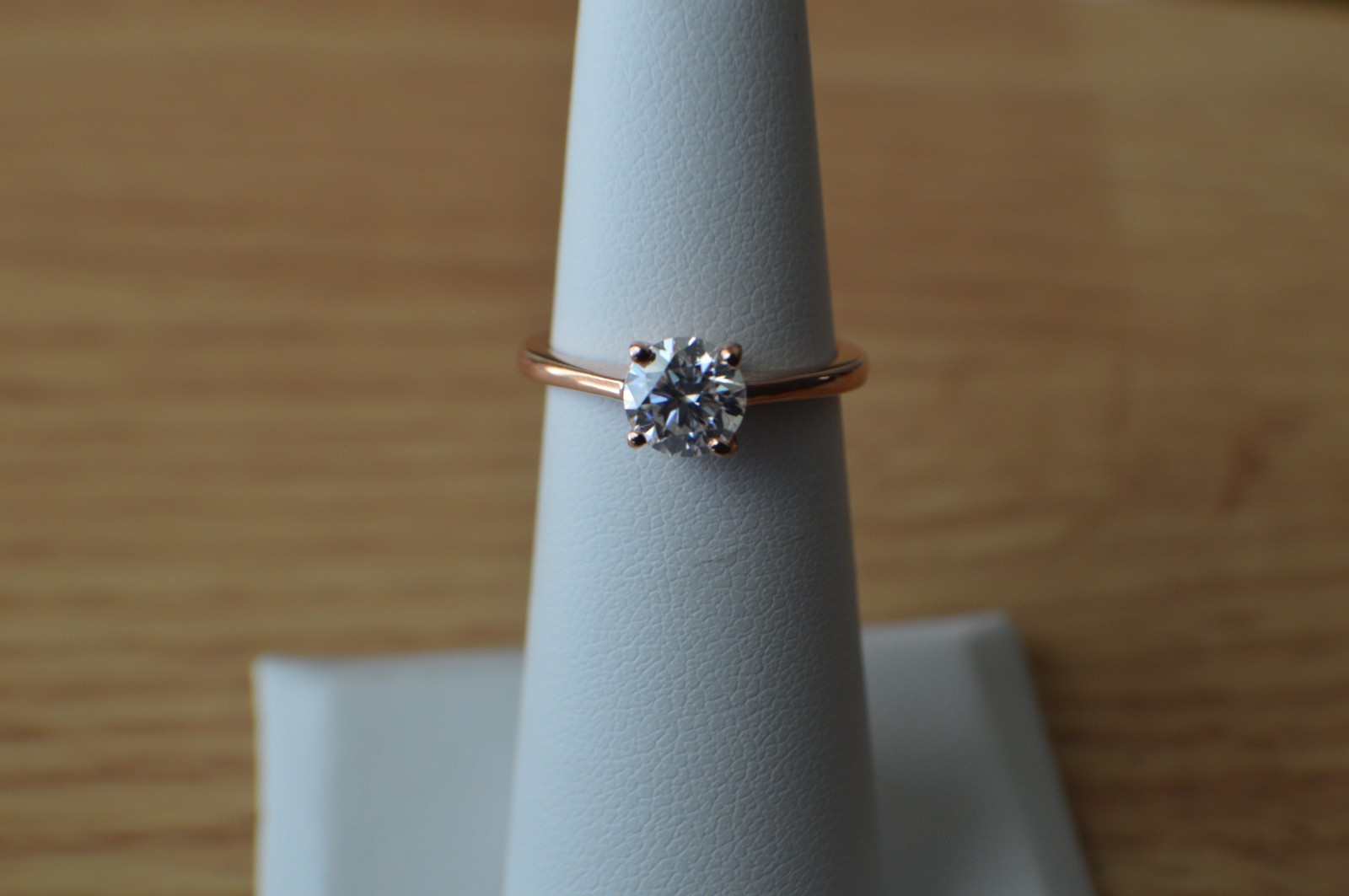 0.75ct Moissanite Solitaire Ring 18k Rose Gold Plated over Fine Silver Size 5