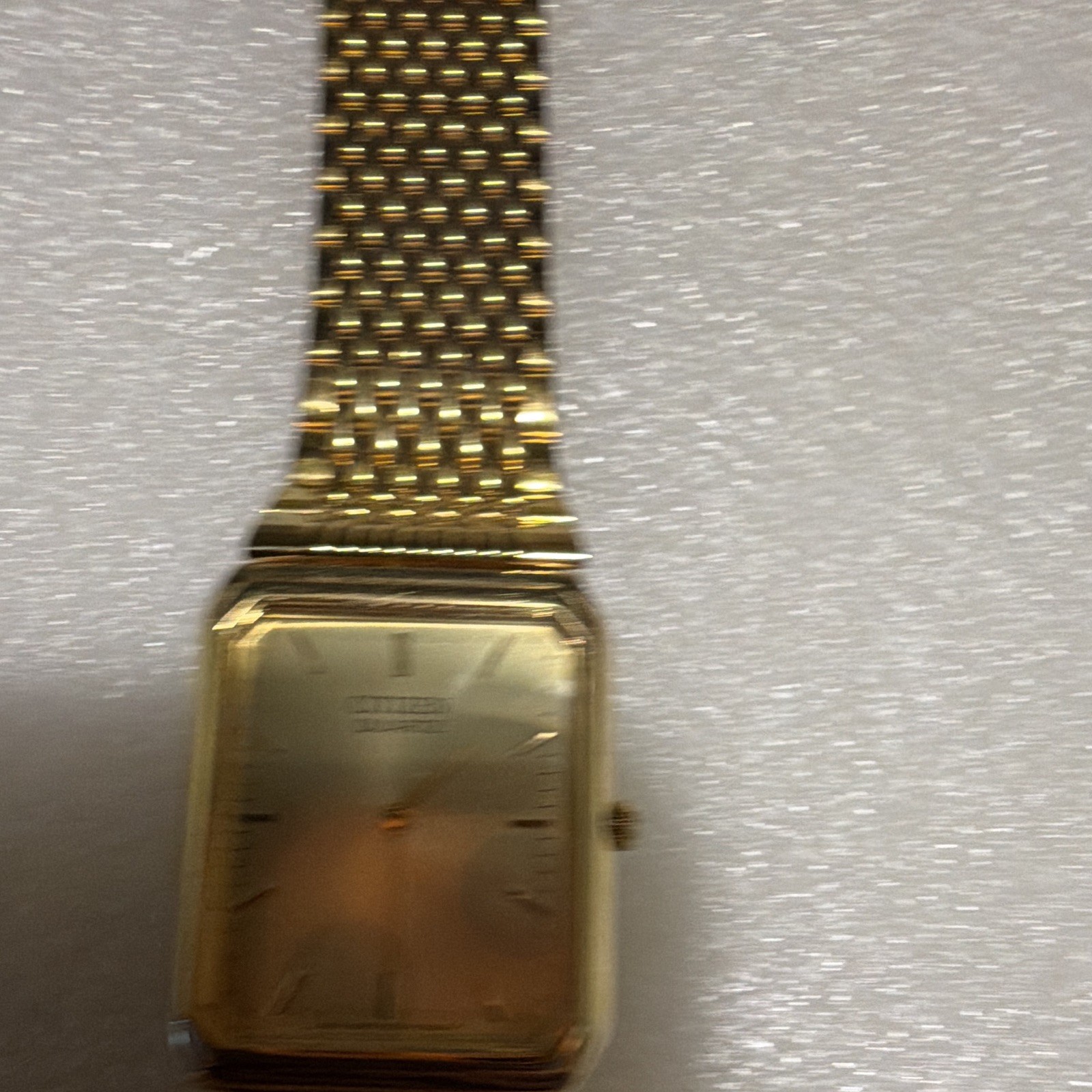 Citizen Quartz Gold Tone Square 25mm Gold Sunburst Dial Bracelet Wristwatch