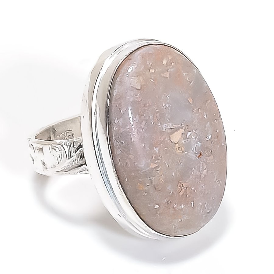 Crystal Titanium Gemstone Handmade 925 Sterling Silver Jewelry Ring Size 9 U659