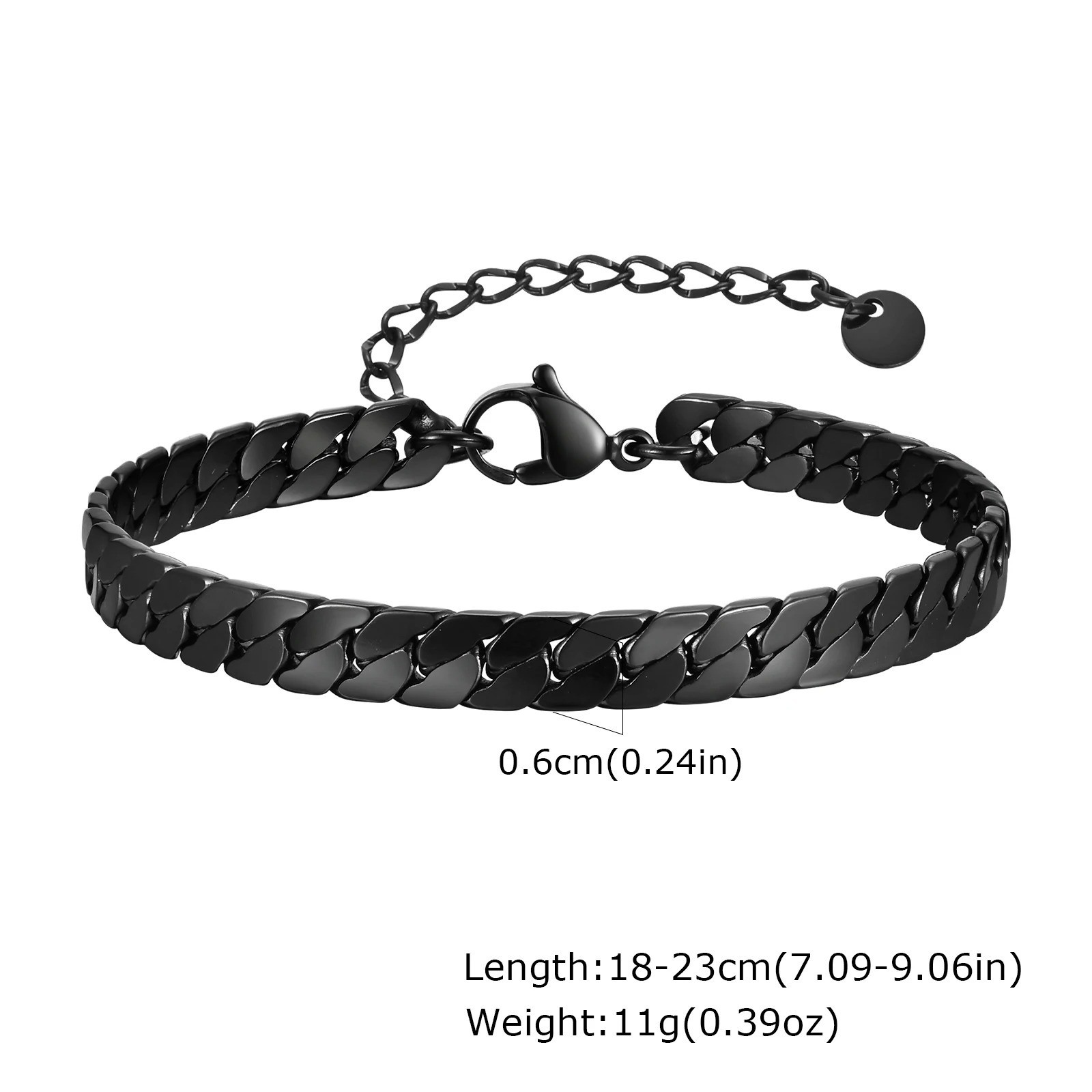 Flat Cuban Chain Bracelet Trendy Chain Links Wristband Classic Punk Jewelry Gift