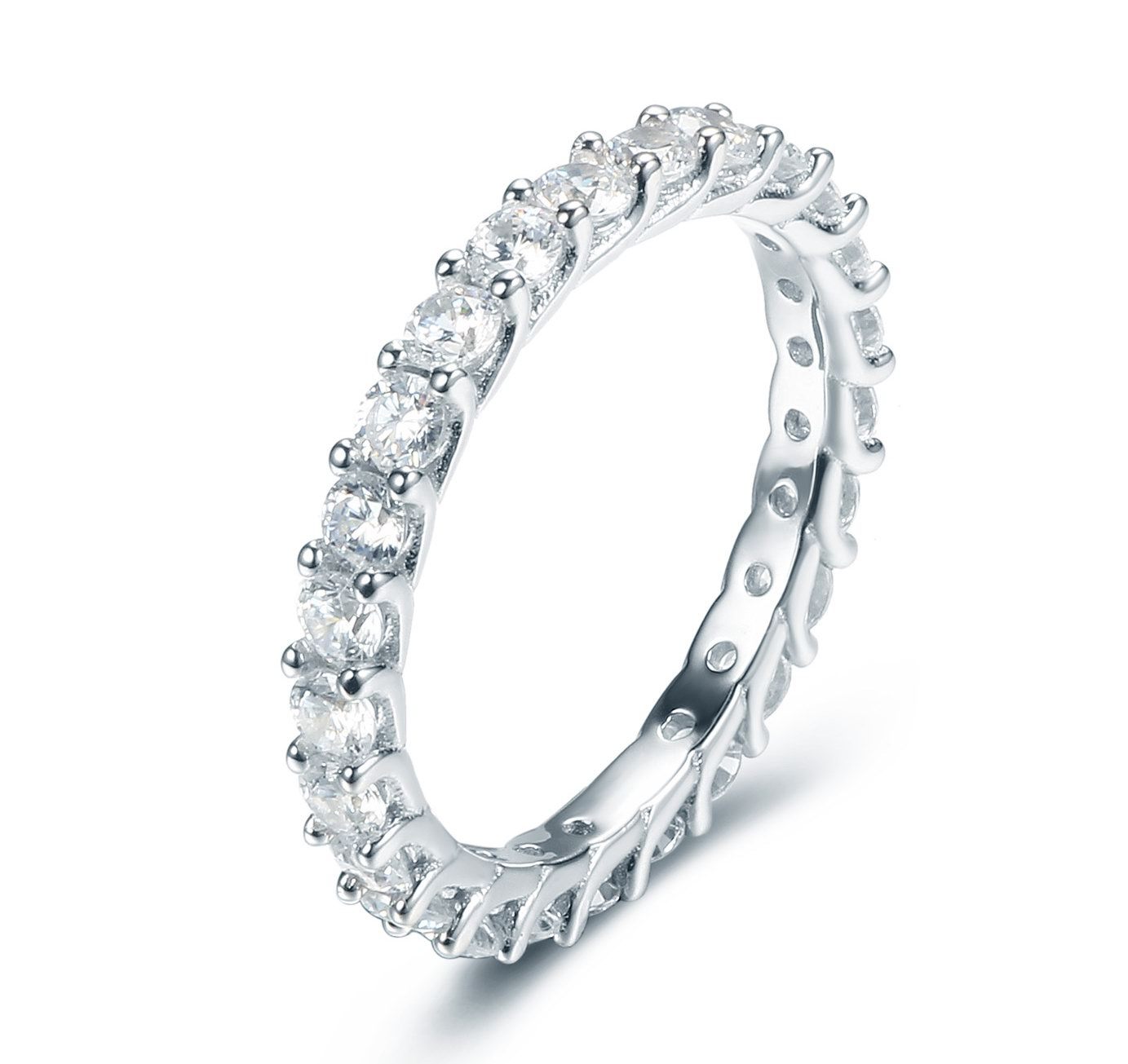 STACKABLE ETERNITY CZ .925 STERLING SILVER RING WEDDING WOMEN SIZE 1.5-14 SS3405