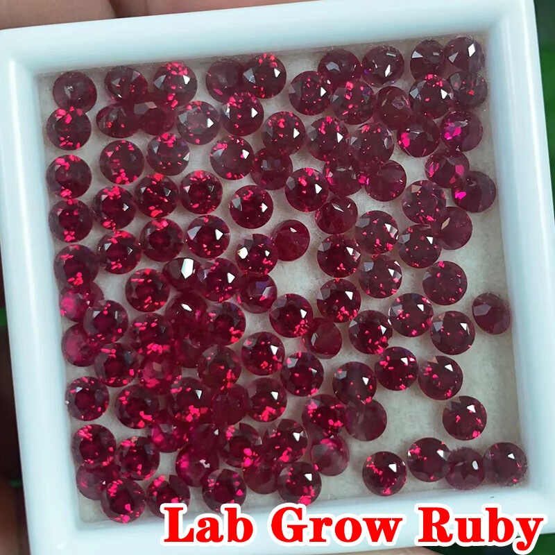 3MM~10MM Genuine Lab Grow Ruby Stone Round Cut Red Pink Ruby VVS1 Loose Gemstone