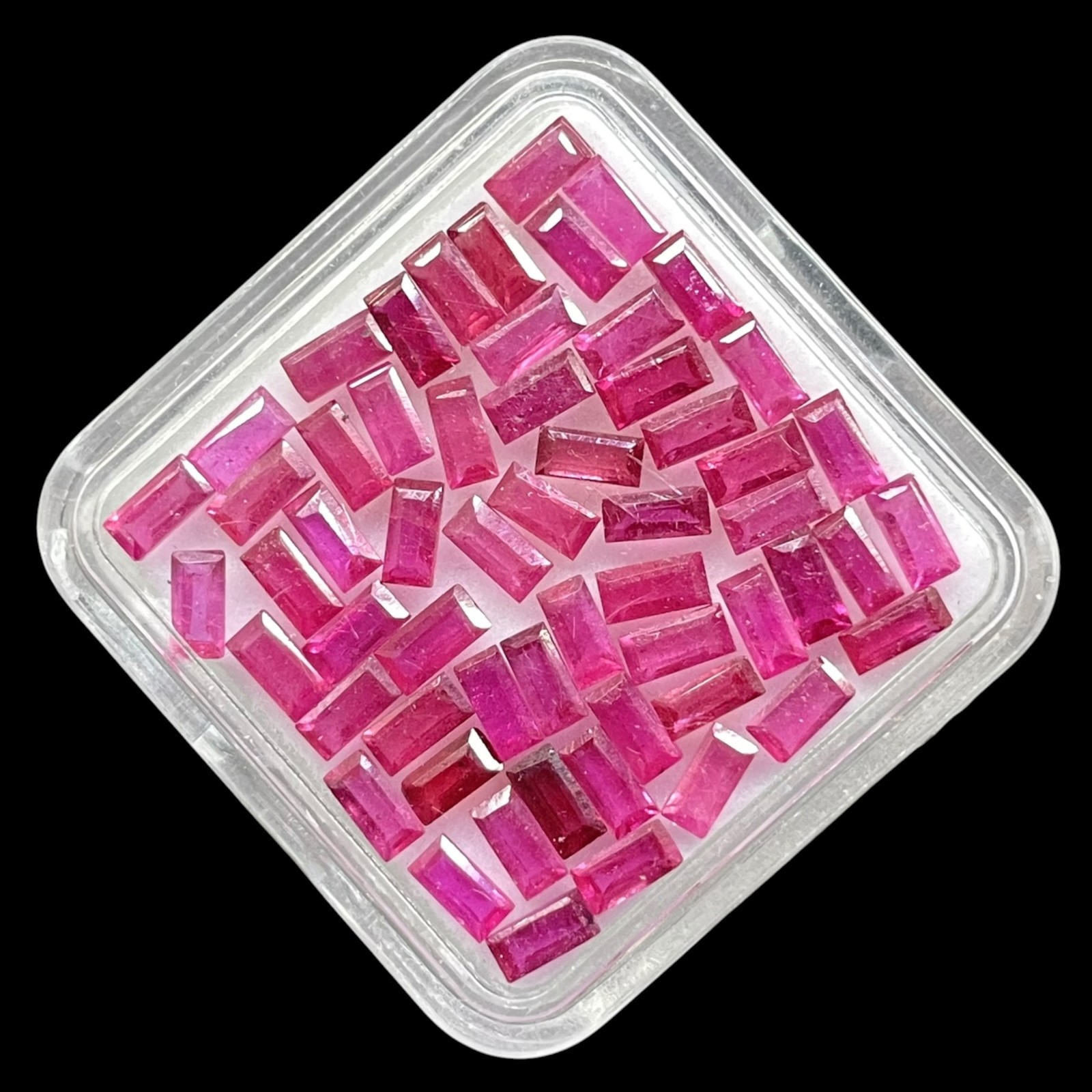 10 Pcs Natural Mozambique Ruby 4x2mm Baguette Cut Pinkish Red Loose Gemstone Lot