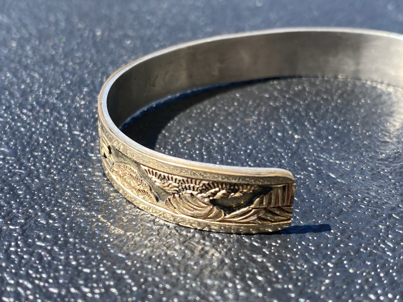 12K Gold Filled Sterling Silver Cuff Becenti Jr BCT Native American Story Teller