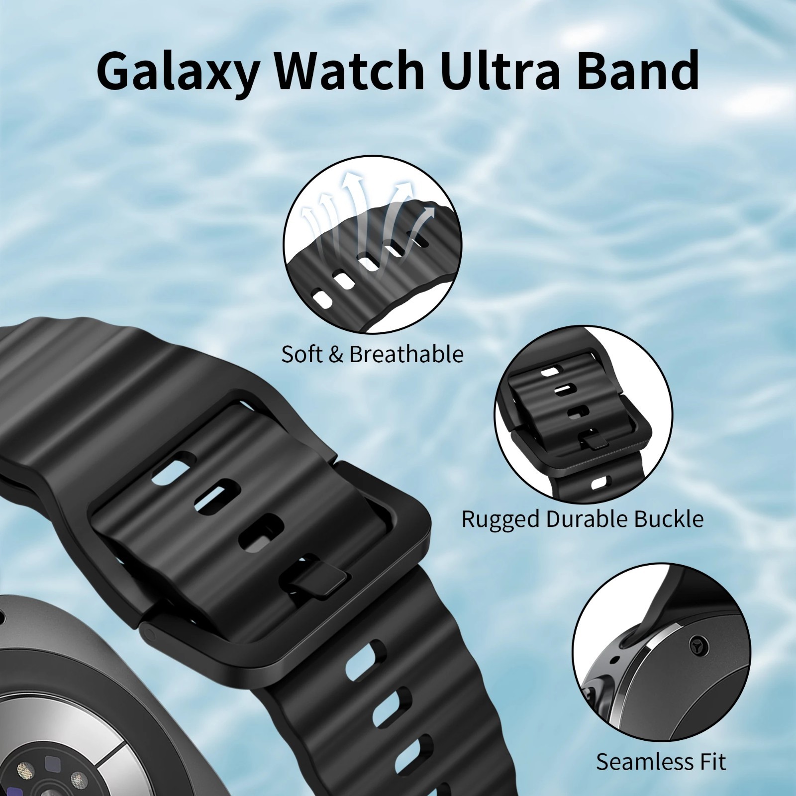 Original Strap for Samsung Galaxy Watch Ultra 47mm Band Silicone Bracelet 7 6 5✅