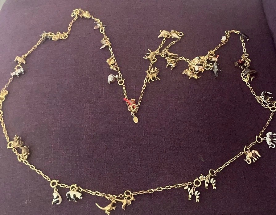 Joan Rivers Noahs Ark Charm Necklace Gold Tone Animal Pairs Jewelry