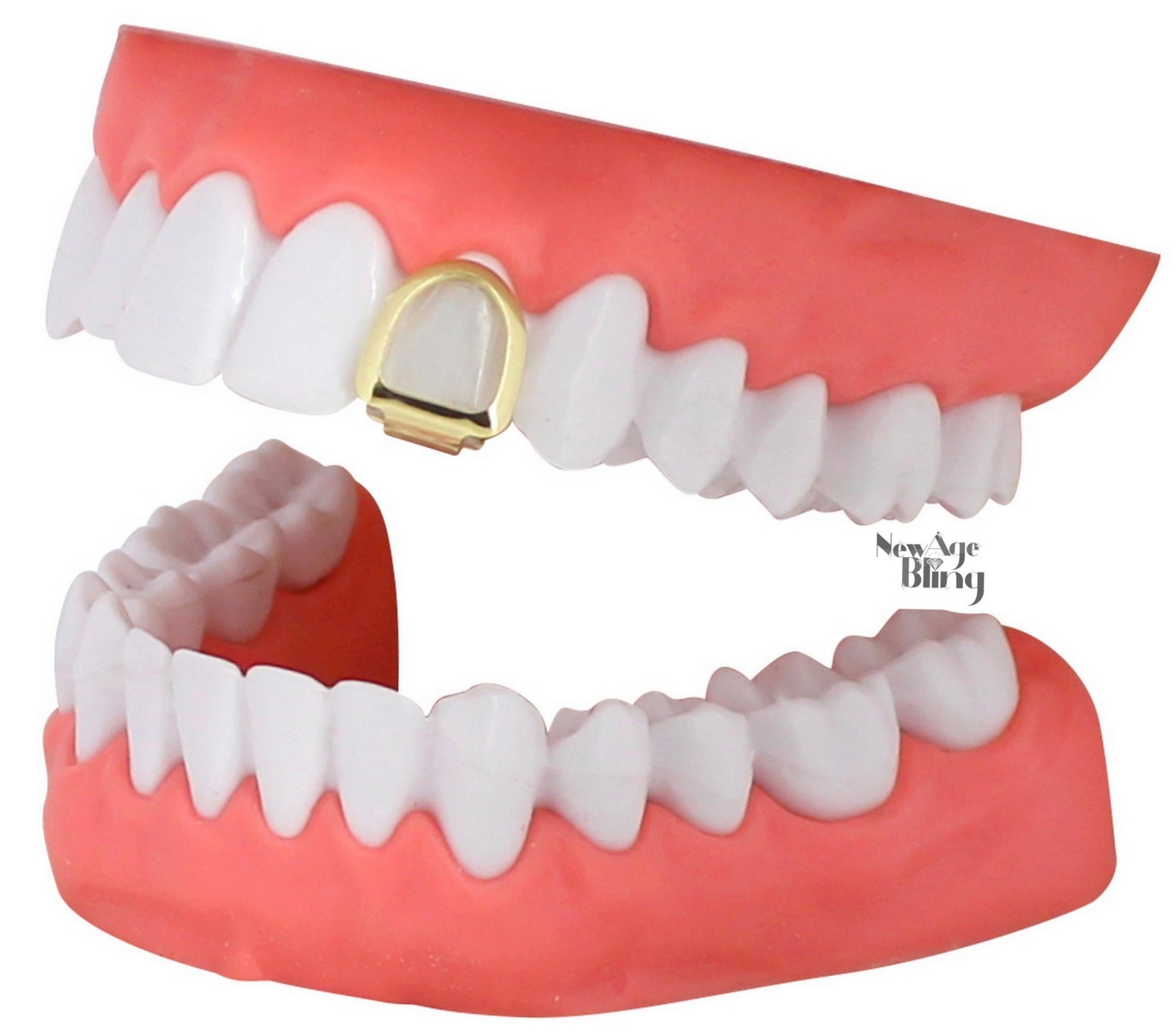 Open Face Grill Single Tooth Cap Custom Fit 14k Gold Plated Grillz w/Mold