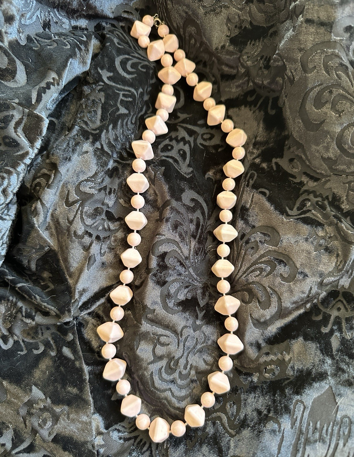 Pink Plastic Beaded Necklace Bead Chain Style No Stone Hook Closure