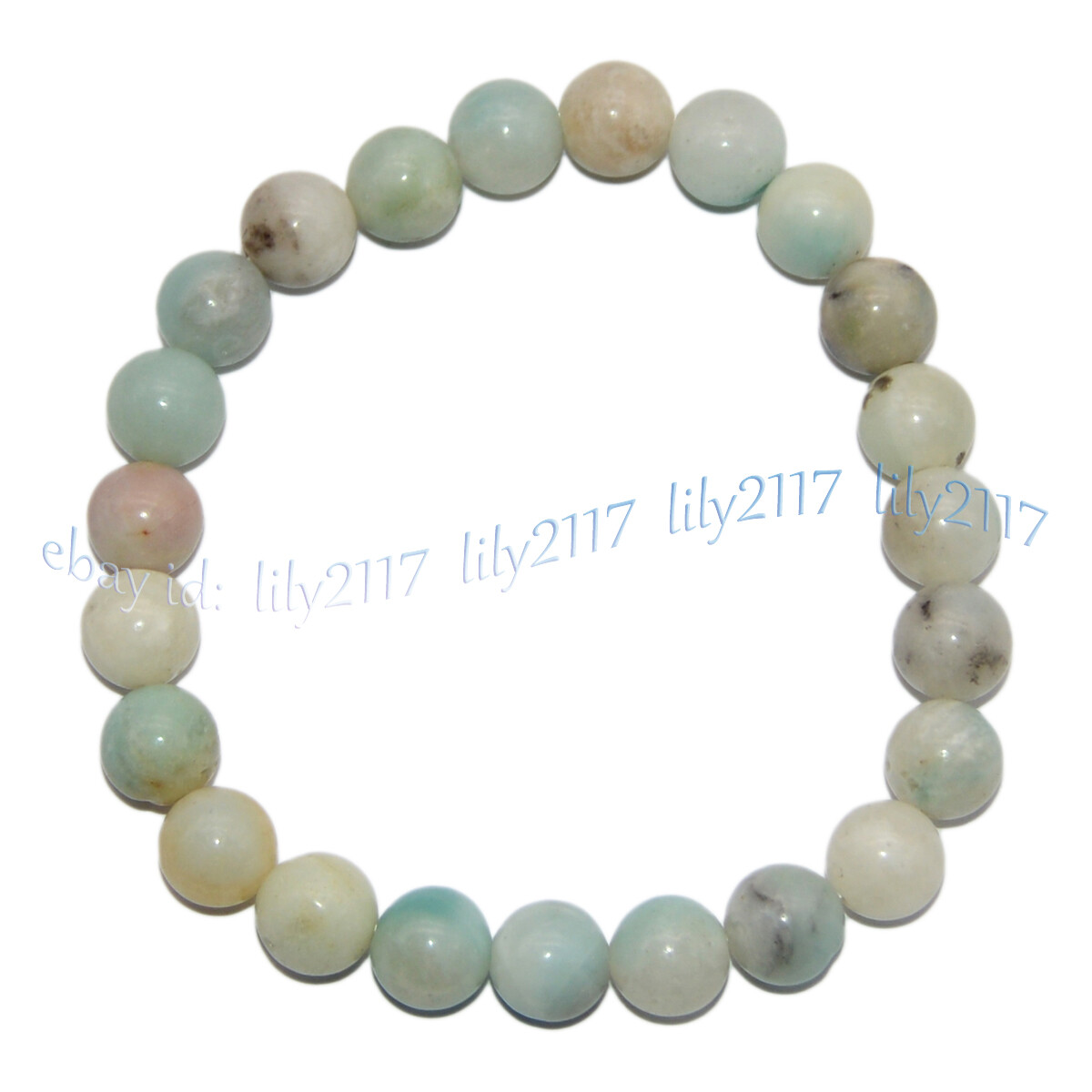 8mm Assorted Multicolor Natural Gemstone Round Beads Elastic Bracelet 7.5”