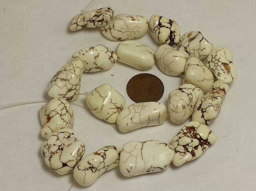 15.5″ free form white color Howlite nuggets/15mm-18mm(D435-w3)