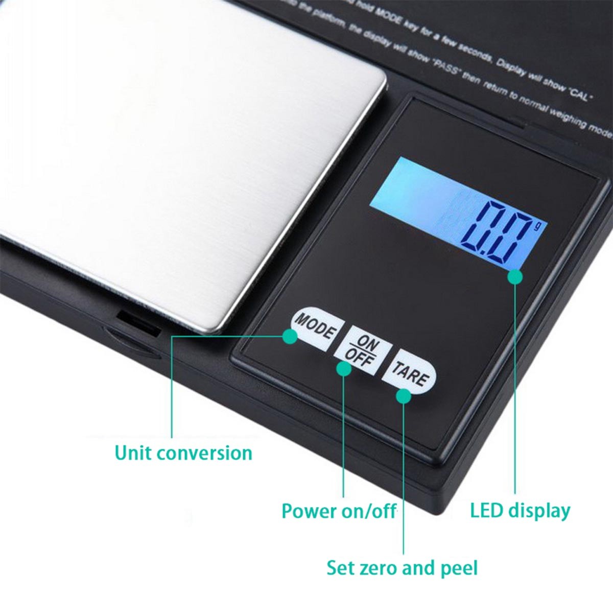 Digital Kitchen Scale 1000G/0.1G Jewelry Food Weight Gram Oz Scale