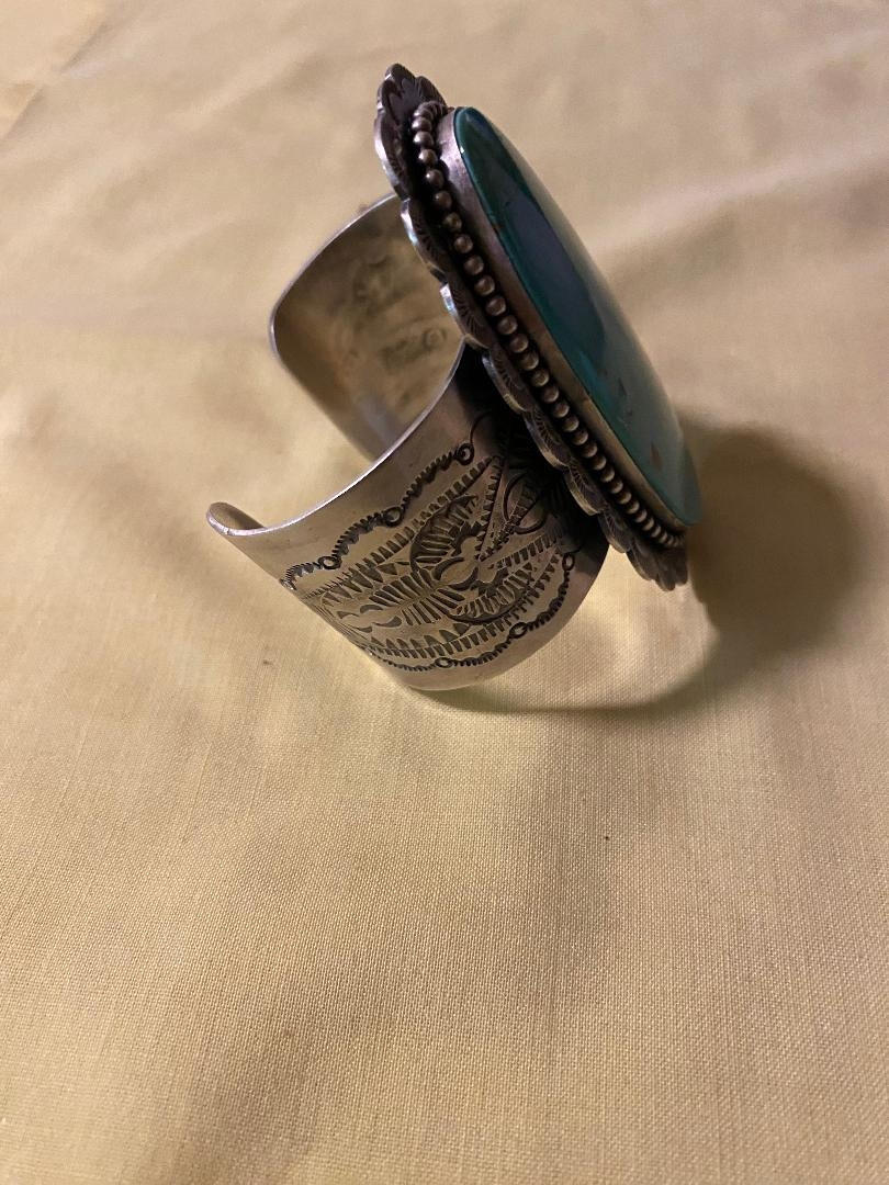 Large Boyd Ashley Turquoise Stone in a Sterling silver cuff, See description