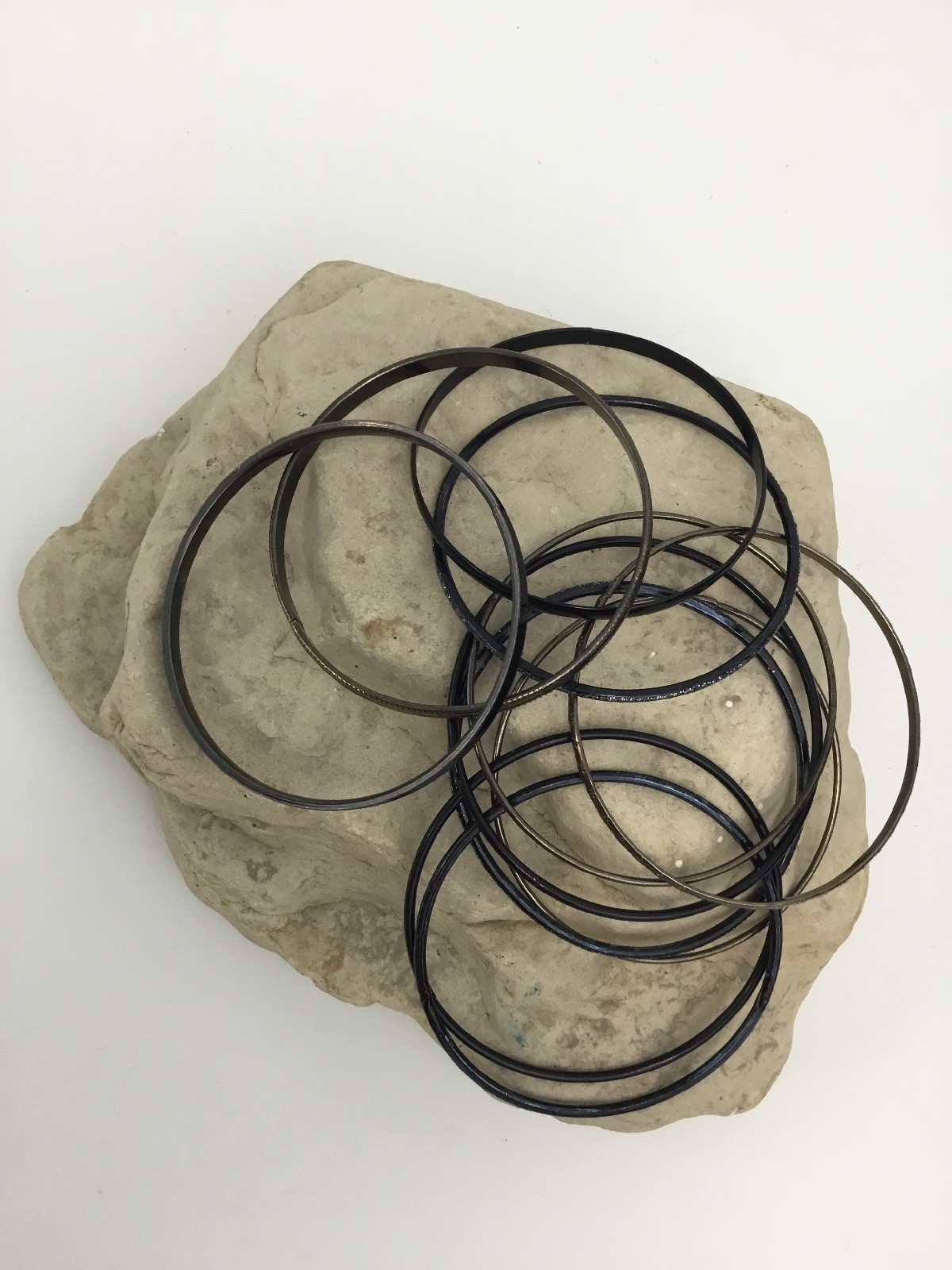 11 Black Dark Tone Bracelets Wire Type Assorted Shapes Designs Fashion Lot