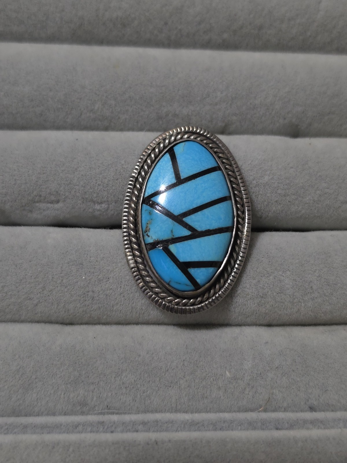 Native American Styled Turquoise Inlaid Ring