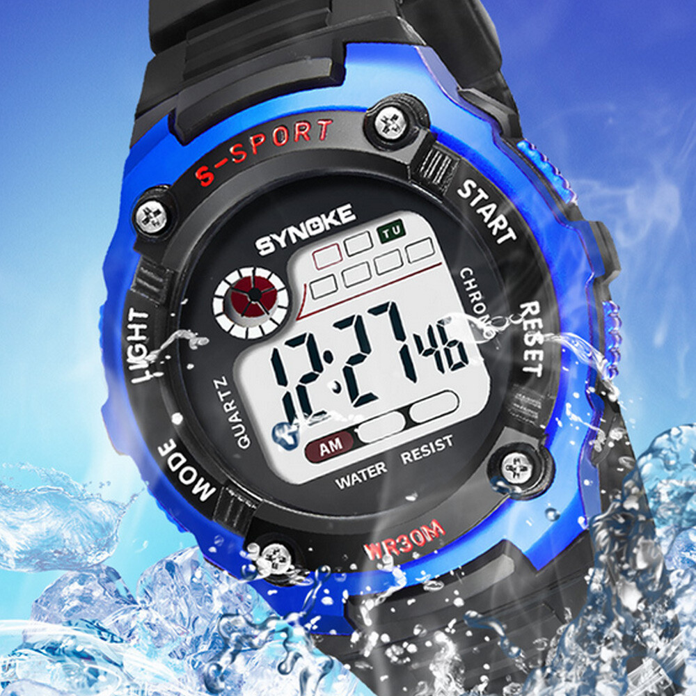 Waterproof Kids Digital Electronic Watch Children Boys Girls Sports LED Watches