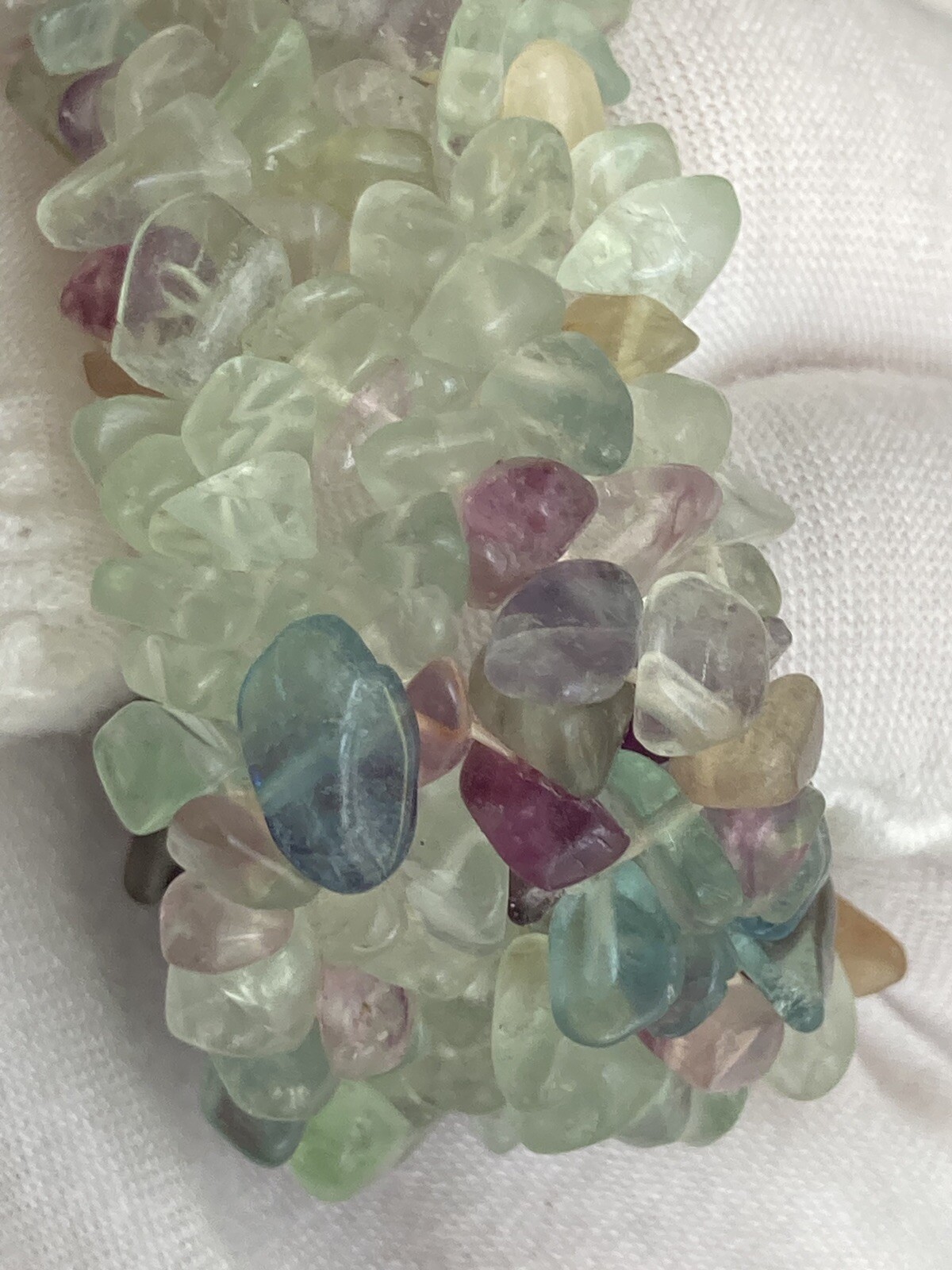 Vintage Amethyst, Quartz & Chrysoprase Wide Stretch Bracelet 6.5in Lovely 63.54g