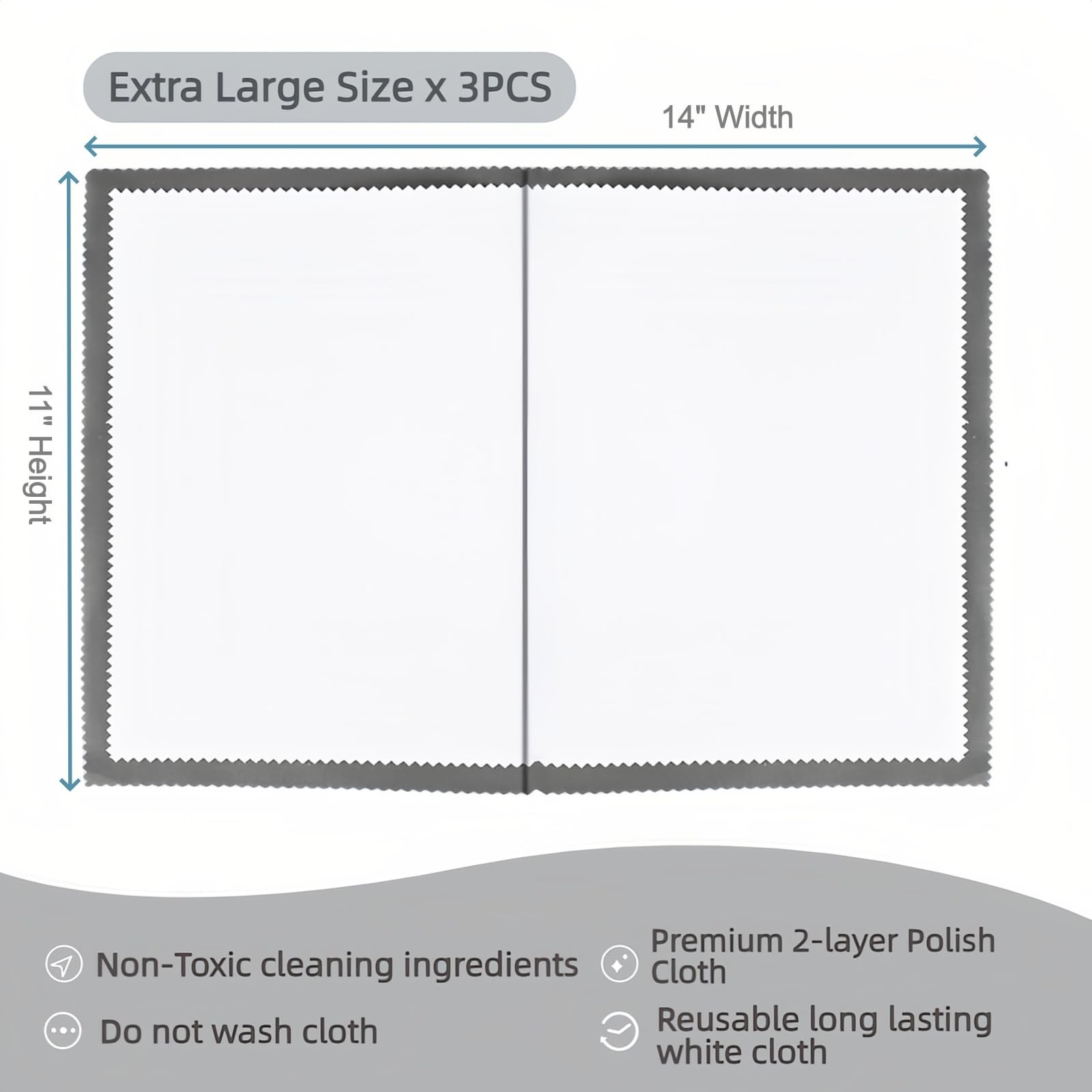 3PCS Silver Polishing Cloth, 11” x 14” XLarge PremiumJewelry Cleaning Cloth…