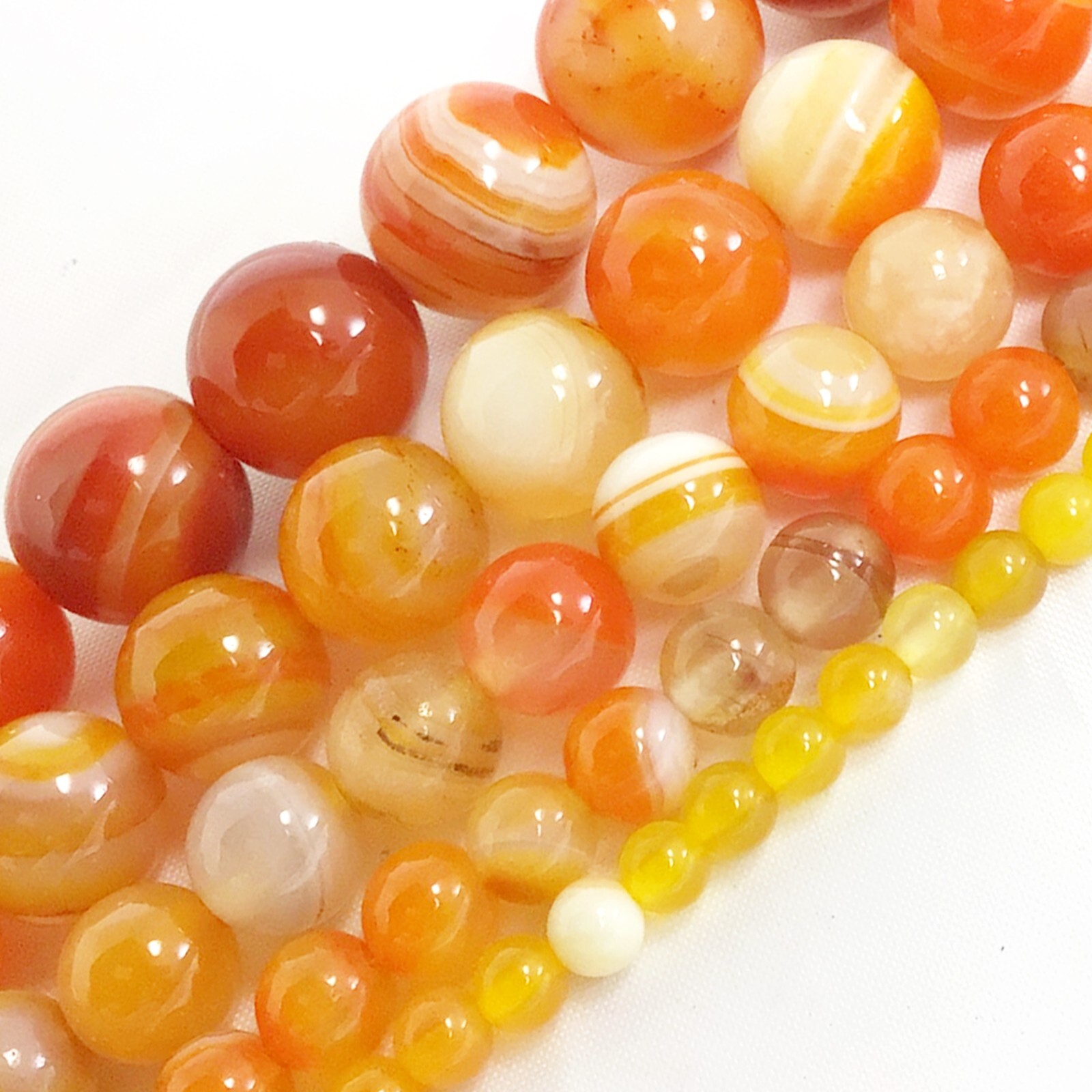 Gemstone Natural Orange Yellow Agate Round Loose Beads 15″ 4mm 6mm 8mm 10mm 12mm