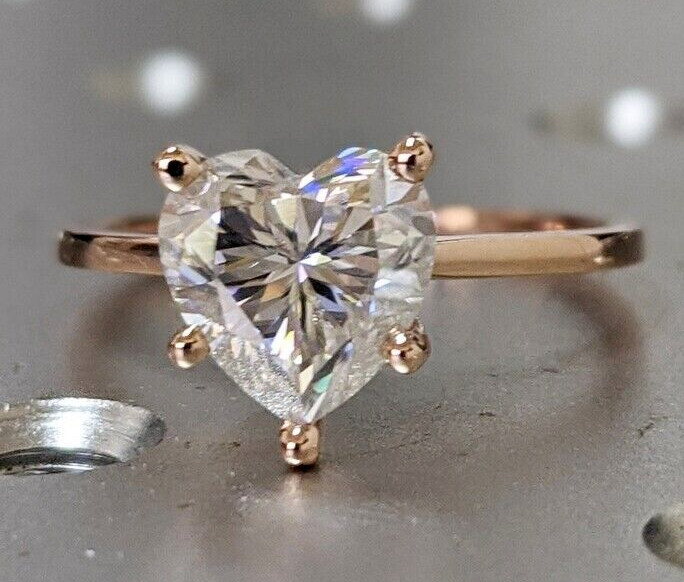 4.00 Ct Certified Heart Cut Solitaire White Treated Diamond 925 Silver Ring