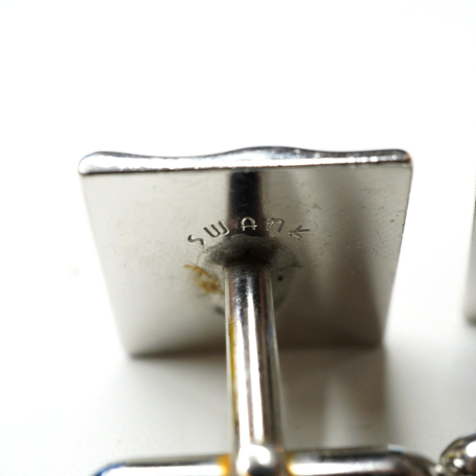 Swank Silver Tone Square Cufflinks Textured Diagonal Stripes Mid Century Modern