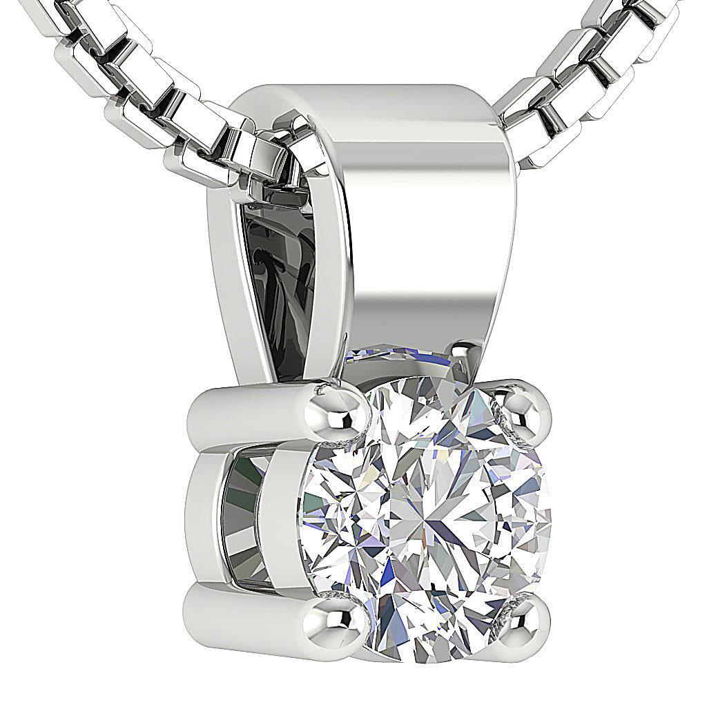 Lab Grown Diamond Solitaire Pendant Necklace VS1 F 0.25 Carat 14K Gold Prong Set