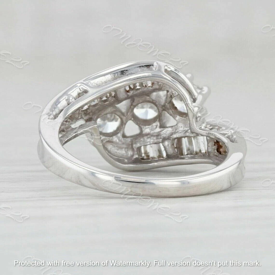 2Ct Lab-Created Diamond Solitaire With Accents Engagement Ring 14K White Gold F