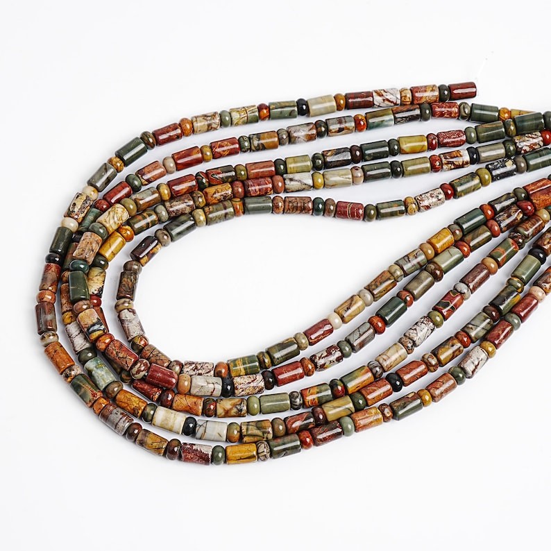 6X9MM-6X4MM Unique Natural Multicolor Picasso Jasper Stone AAA Rondelle Beads