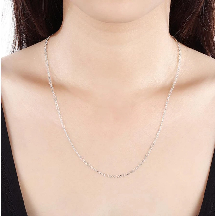 Italian 2mm Figaro Style Chain Necklace Sterling Silver