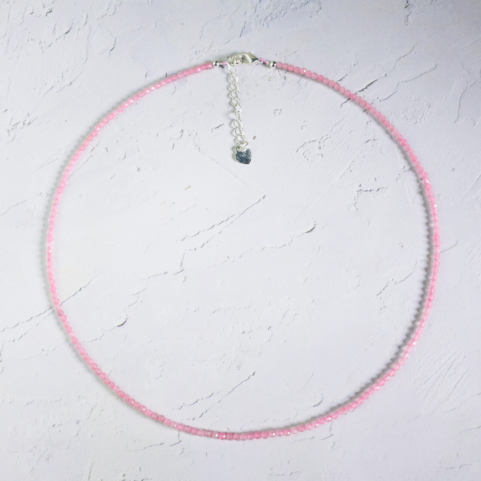 Natural Rose Quartz Tiny Beaded Choker Dainty Healing Crystal Women Necklace New