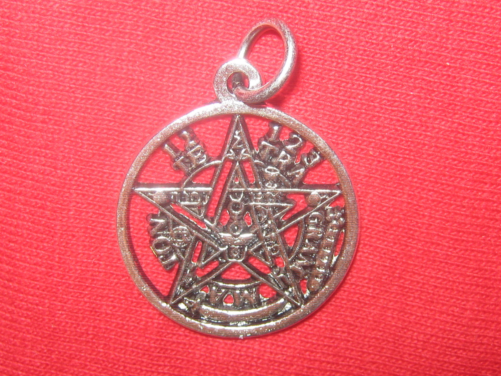 23MM Silver Pewter Wiccan Tetragrammaton Pentagram Star Pendant Charm Necklace