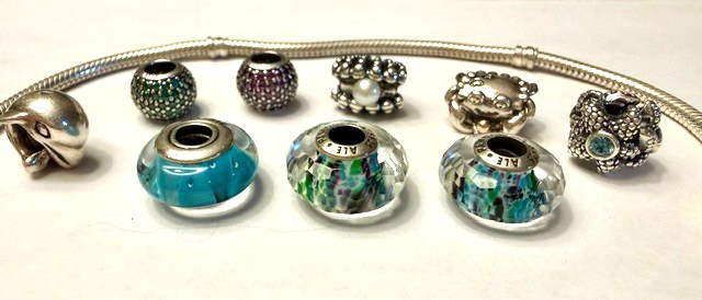Authentic Pandora Sterling Silver Charm Bracelet ALE 925 w/ 9 Charms