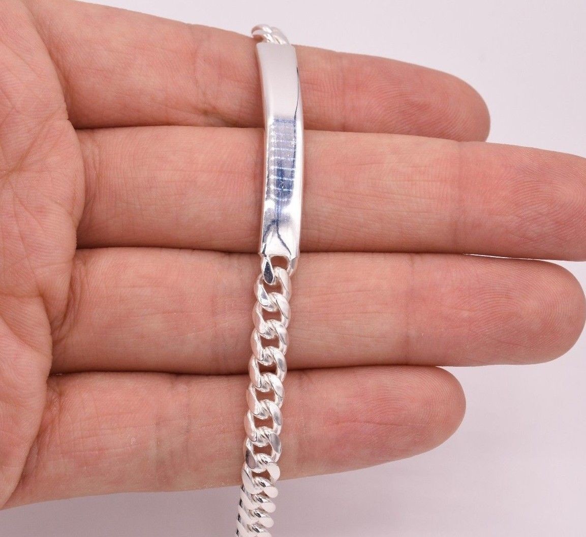 6mm Engravable Solid Miami Cuban Curb Chain Bracelet Real Sterling Silver 925